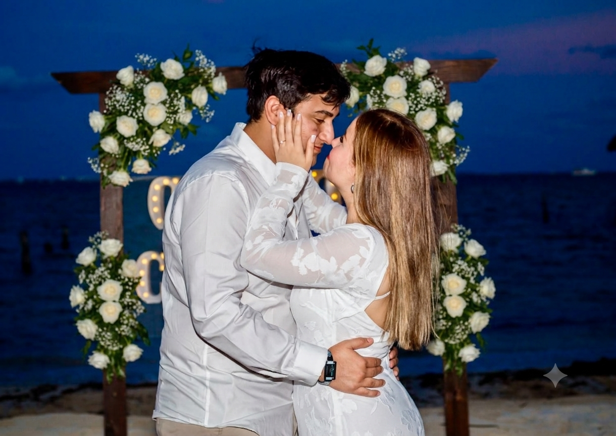Sandra y Sebastián en el jardín